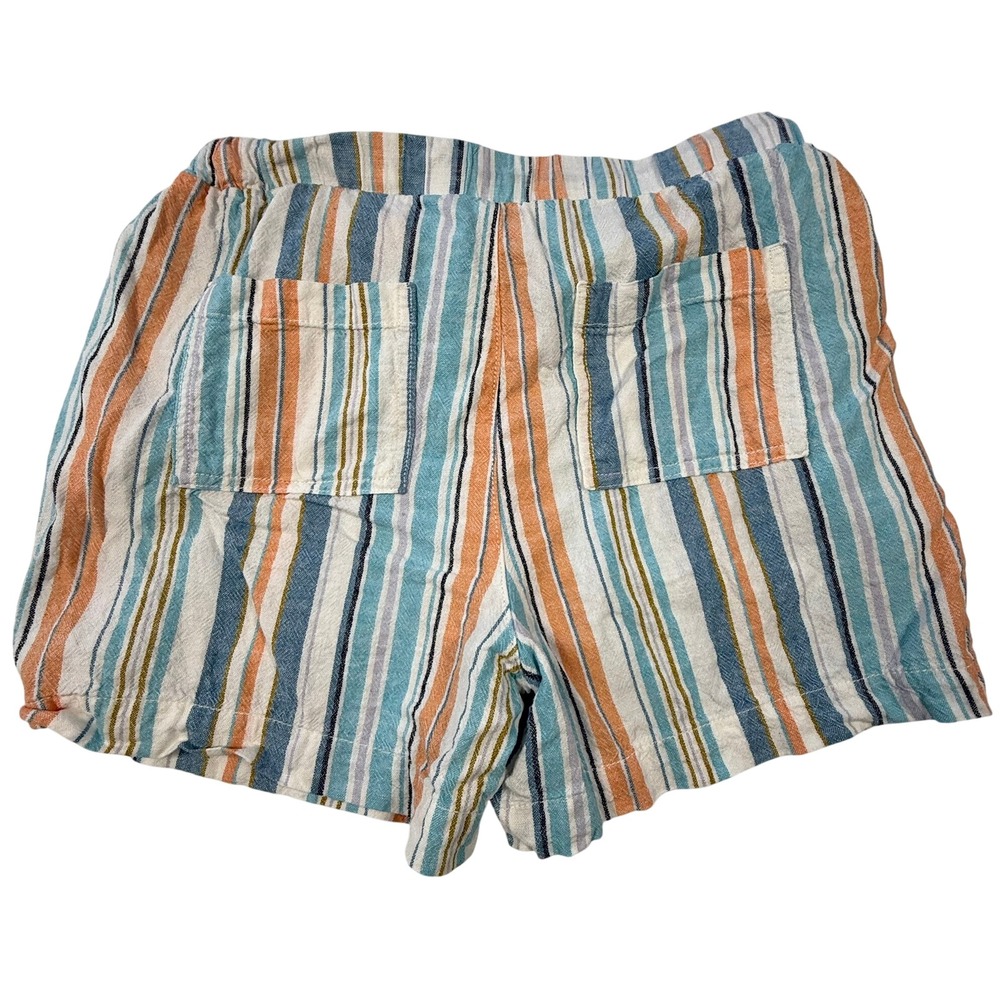 Briggs Womens Linen Blend Striped Shorts Blue Orange White Drawstring Size M - Picture 2 of 8